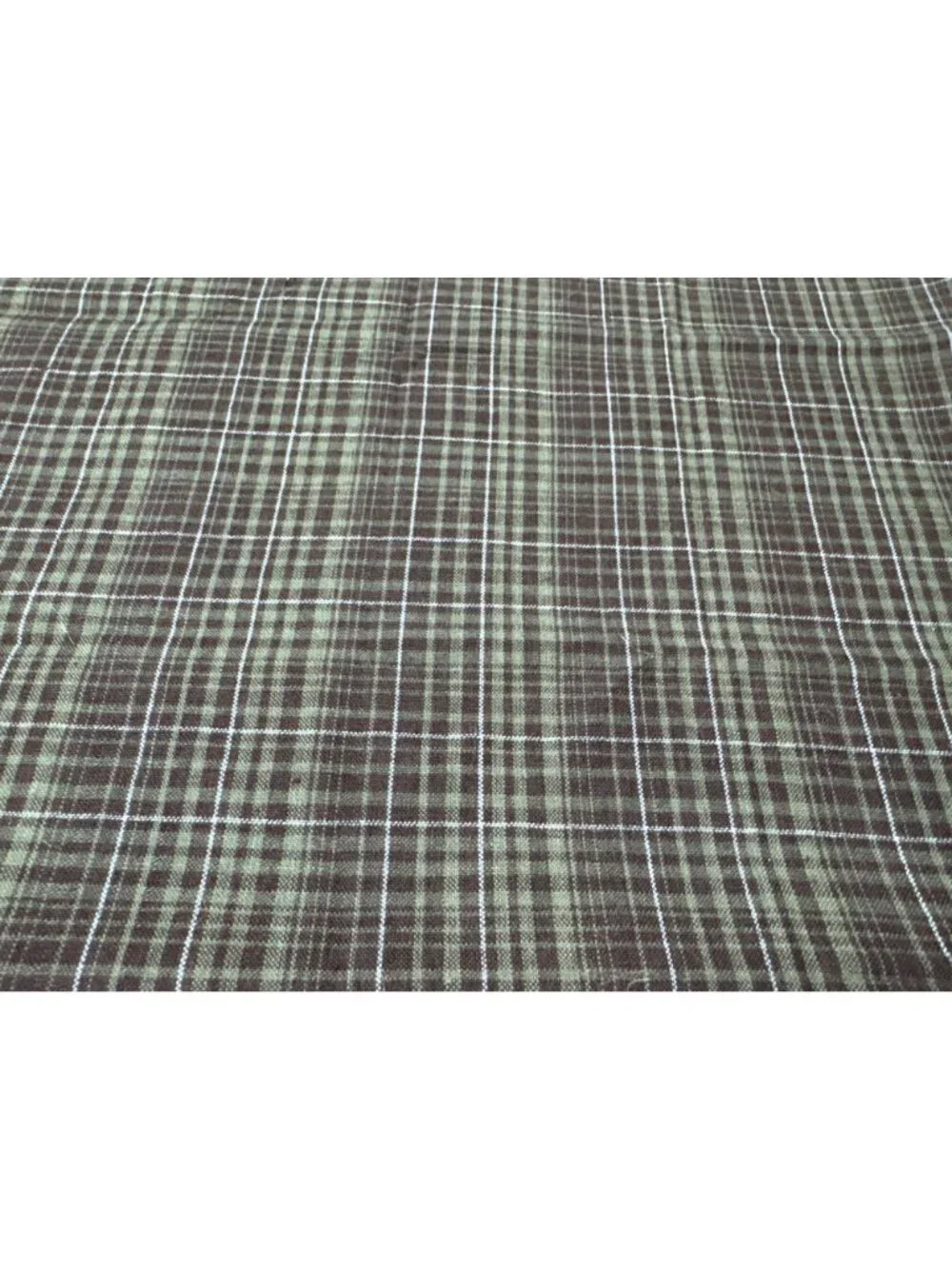 Black & Green Plaid Cotton Fabric Piece 19x32